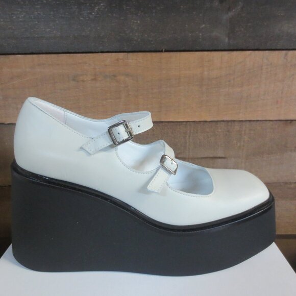 FREE PEOPLE LADIES DALIAN DOUBLE STRAP PLATFORM SHOES - EU 37 US 6.5 - OFF WHITE - Picture 2 of 6